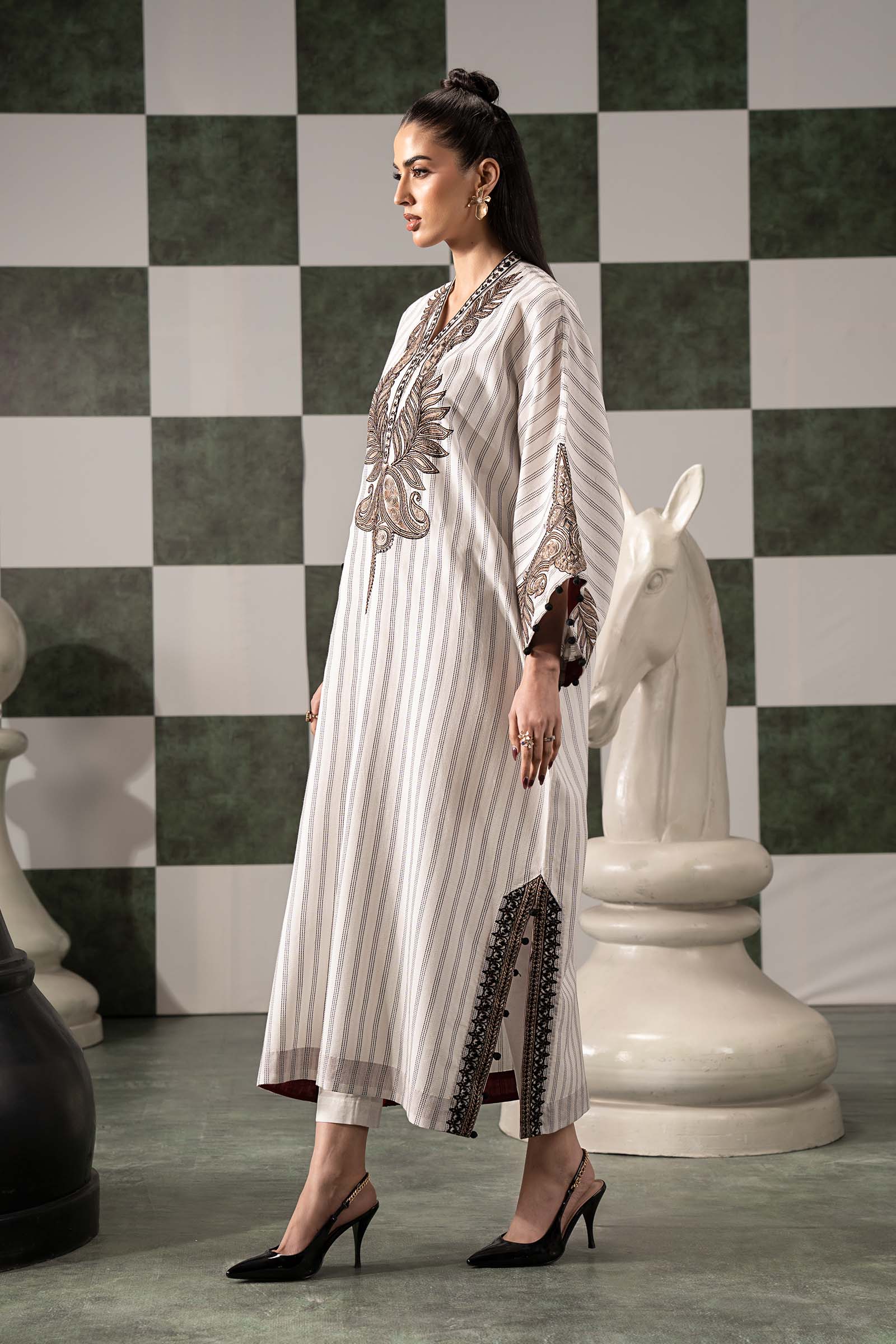 Maria B | Eid Collection 26 | 2 Piece Embroidered Striped Cotton Suit