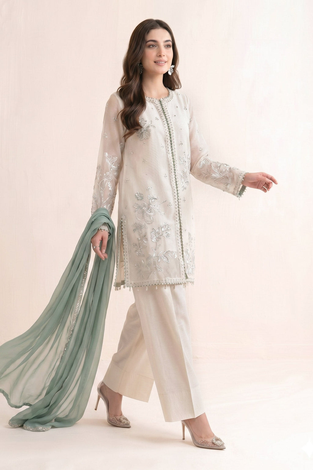 Maria B | Eid Collection 26 | 3 Piece Embroidered Cotton Net Suit