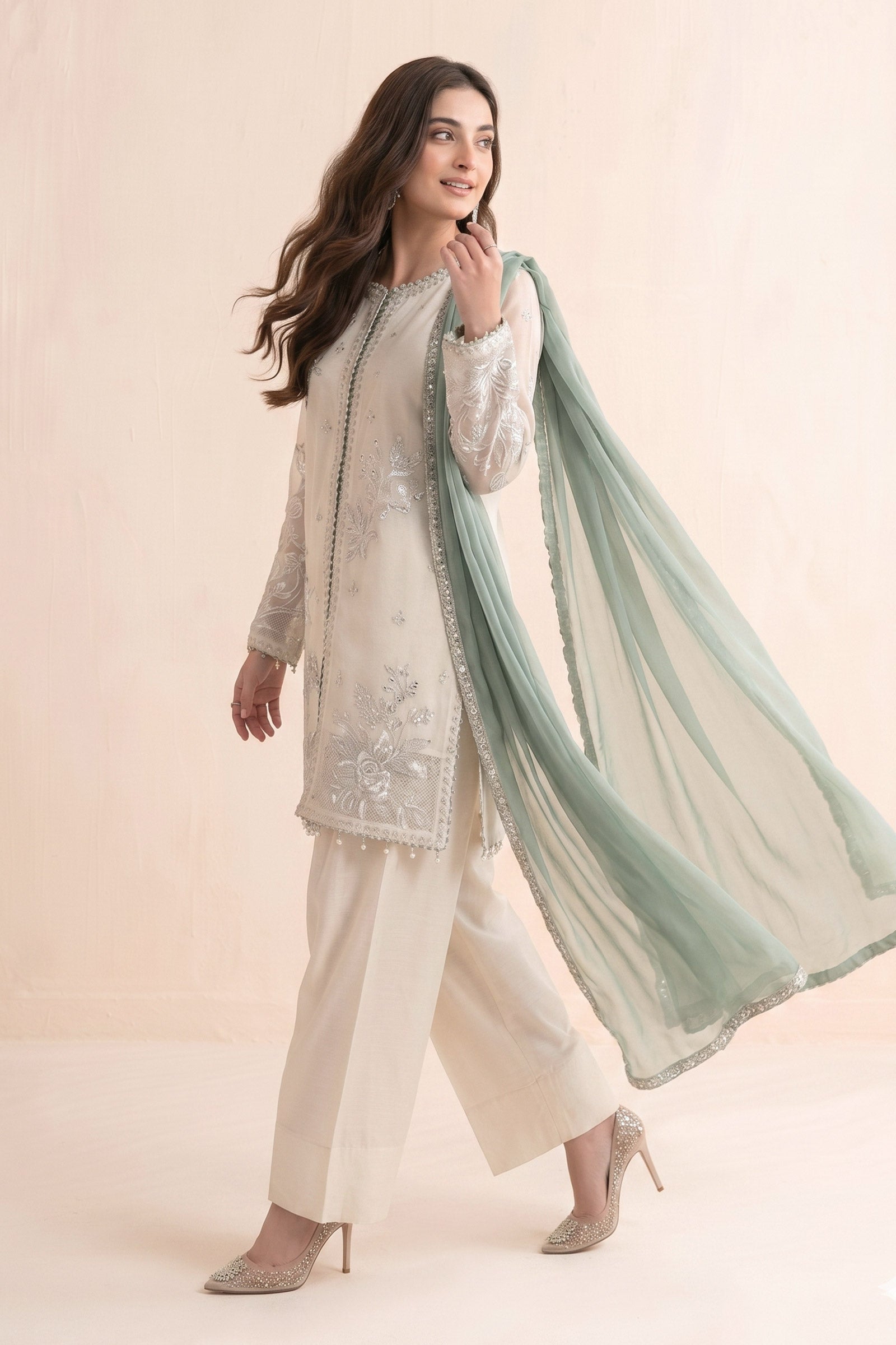 Maria B | Eid Collection 26 | 3 Piece Embroidered Cotton Net Suit
