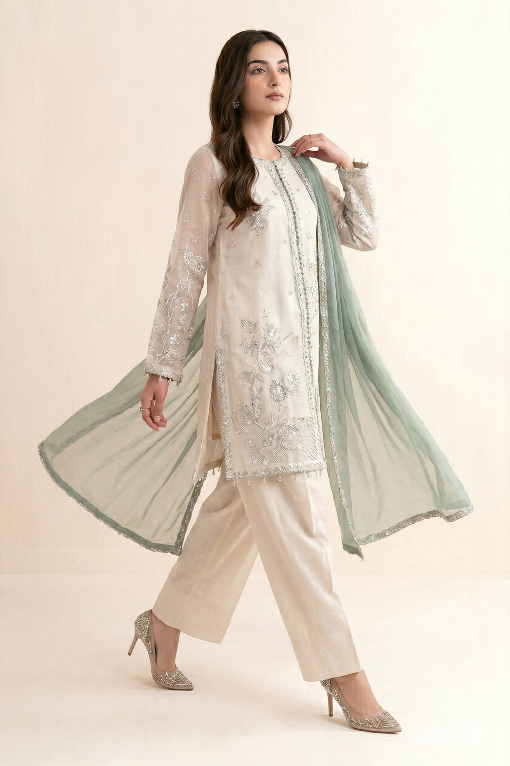 Maria B | Eid Collection 26 | 3 Piece Embroidered Cotton Net Suit