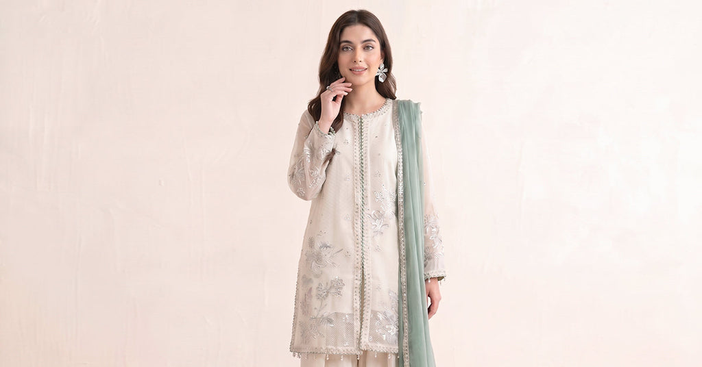 Maria B | Eid Collection 26 | 3 Piece Embroidered Cotton Net Suit