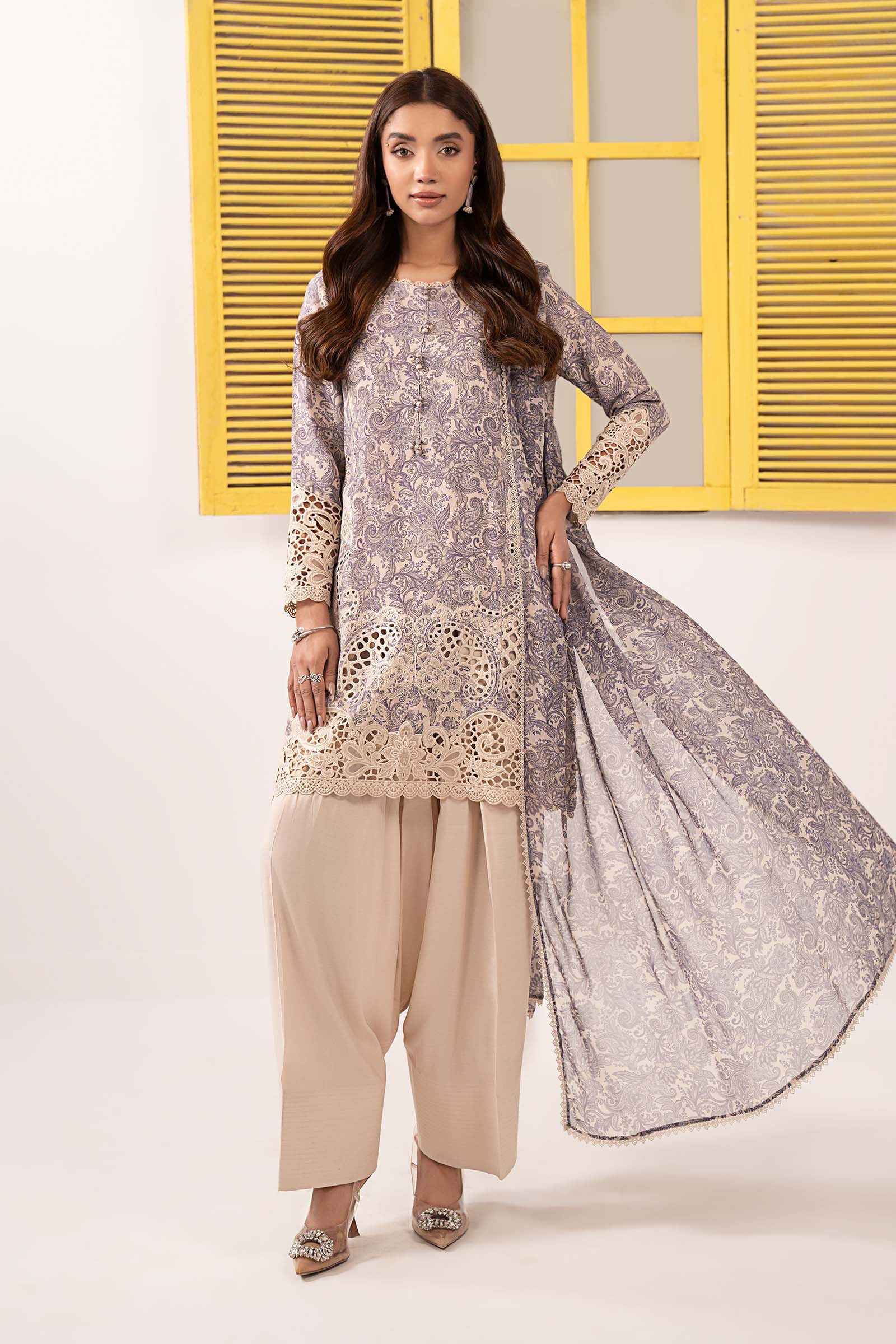 Maria B | Eid Collection 26 | 3 Piece Embroidered Silk Suit