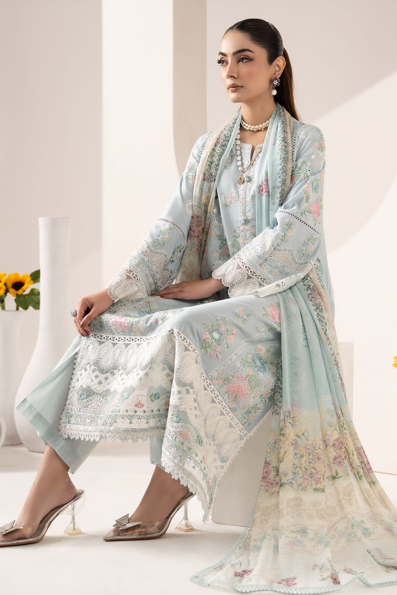 Maria B | Eid Collection 26 | 3 Piece Embroidered Paper Silk Suit
