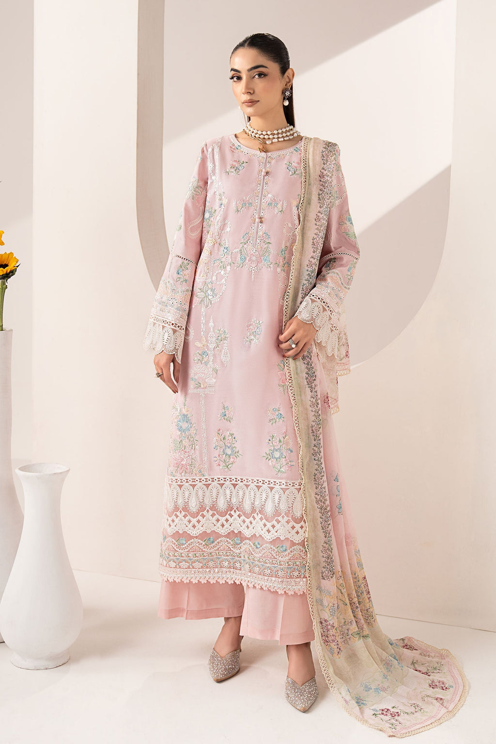 Maria B | Eid Collection 26 | 3 Piece Embroidered Paper Silk Suit