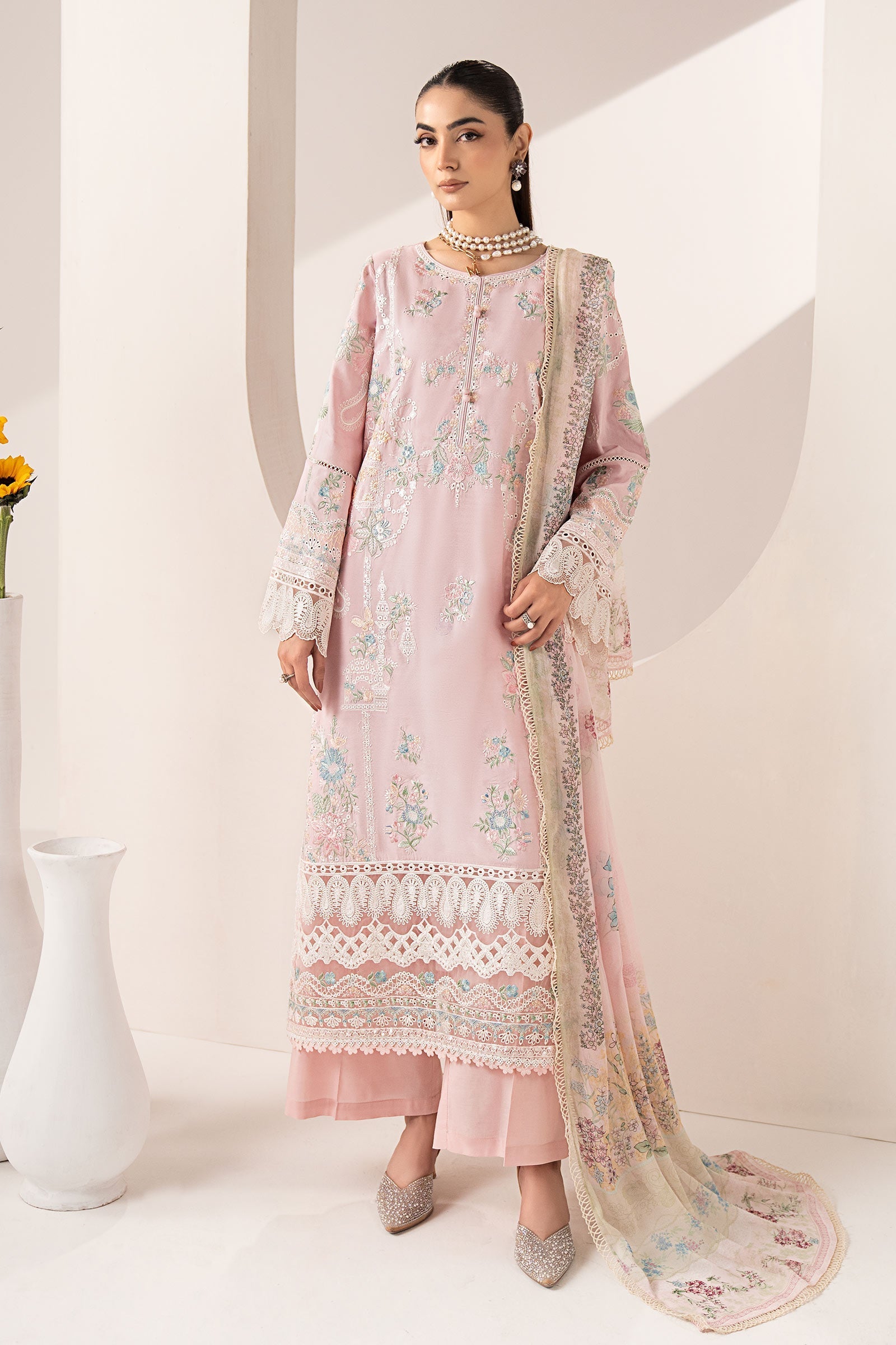 Maria B | Eid Collection 26 | 3 Piece Embroidered Paper Silk Suit