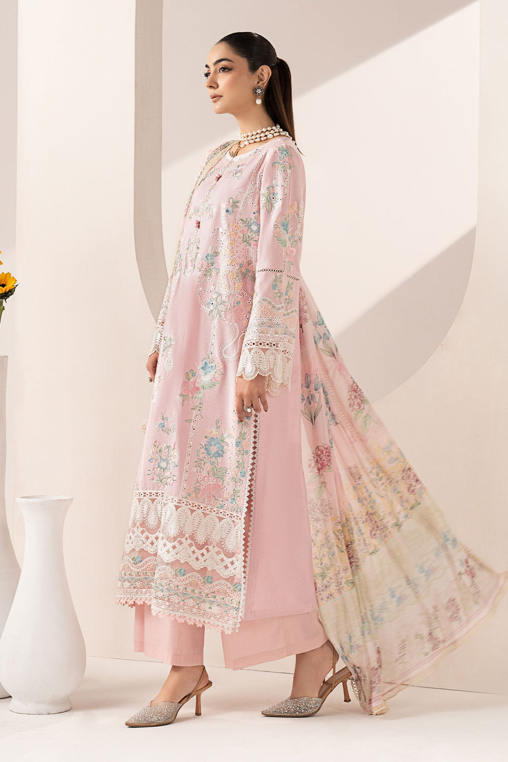 Maria B | Eid Collection 26 | 3 Piece Embroidered Paper Silk Suit