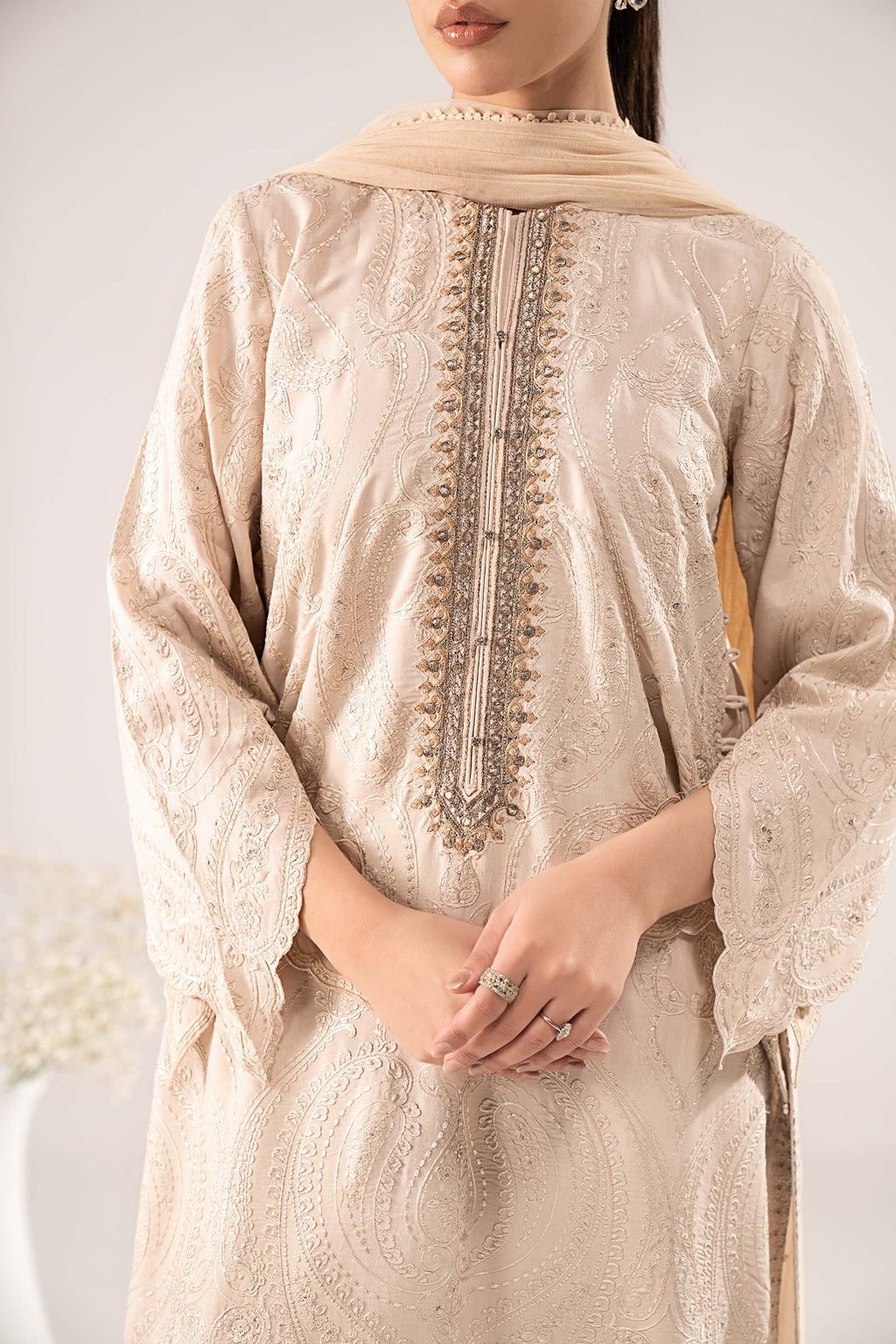 Maria B | Eid Collection 26 | 3 Piece Embroidered Raw Silk Suit