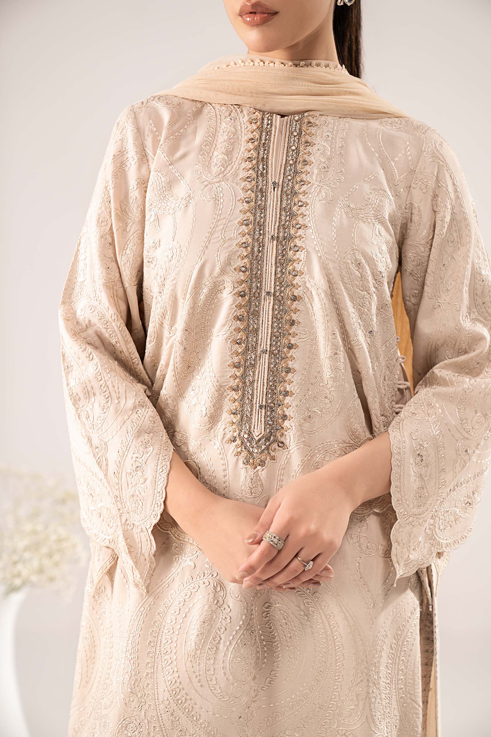 Maria B | Eid Collection 26 | 3 Piece Embroidered Raw Silk Suit