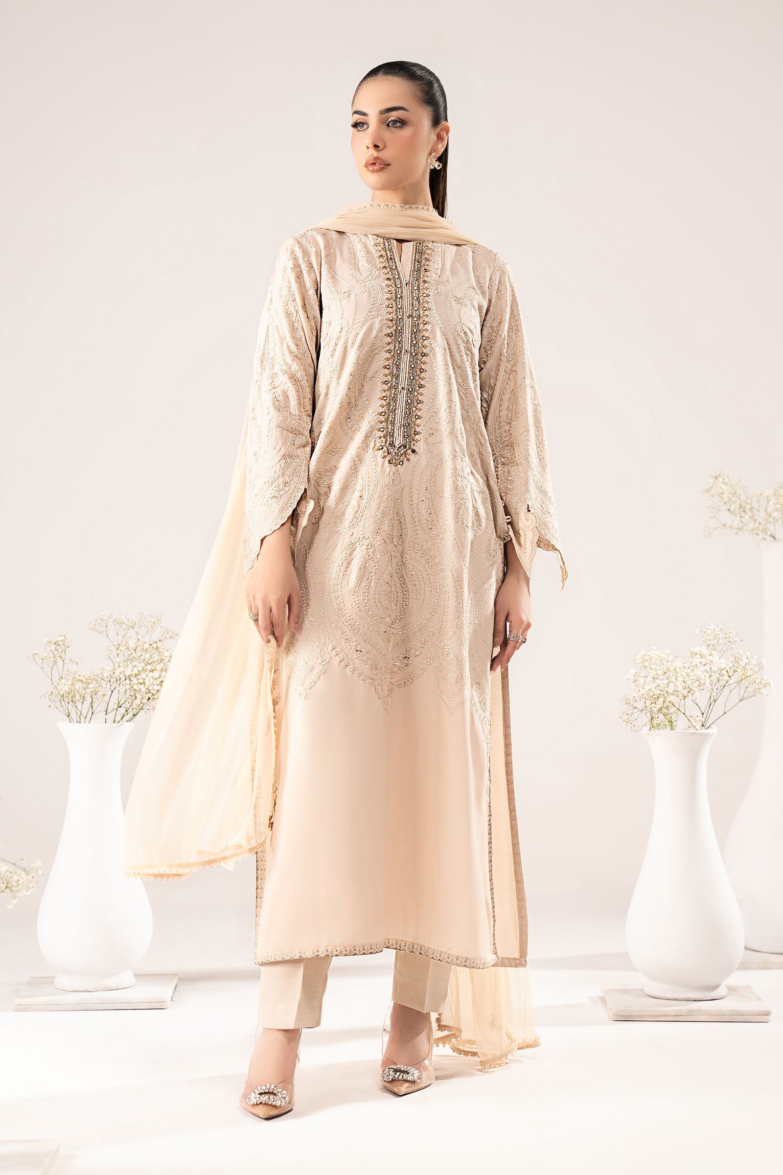 Maria B | Eid Collection 26 | 3 Piece Embroidered Raw Silk Suit