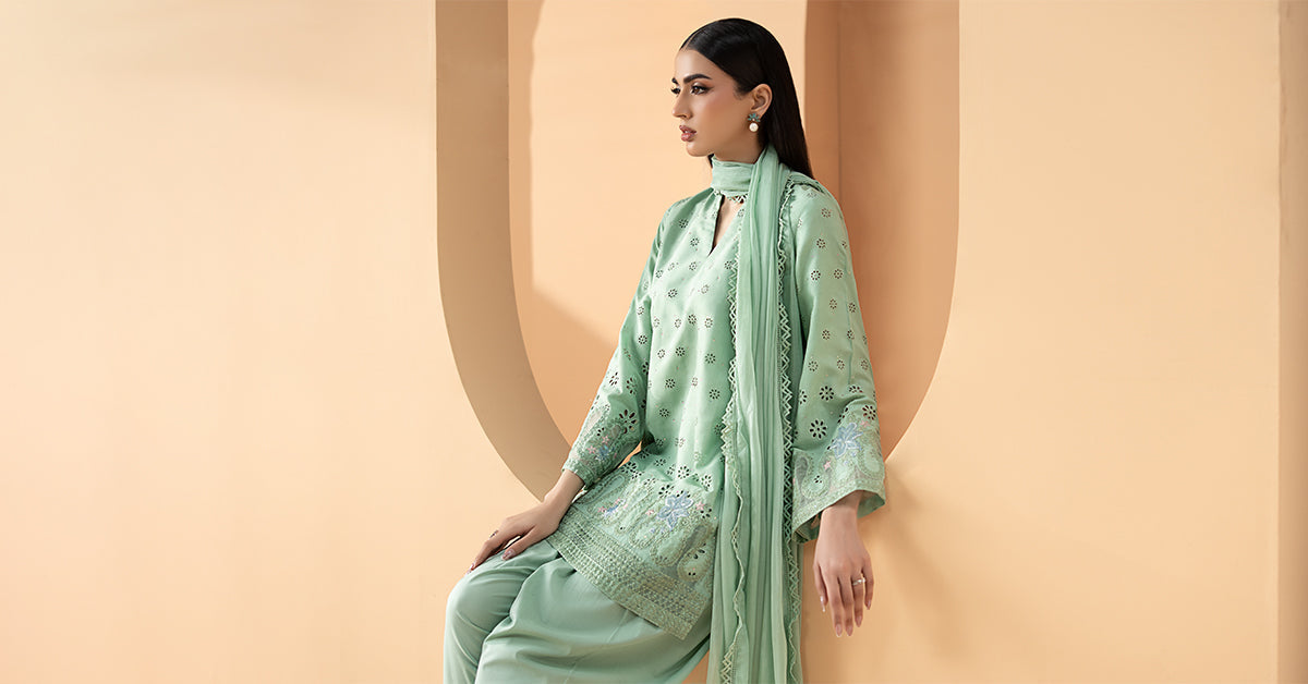 Maria B | Eid Collection 26 | 3 Piece Embroidered Pk Raw Silk Suit