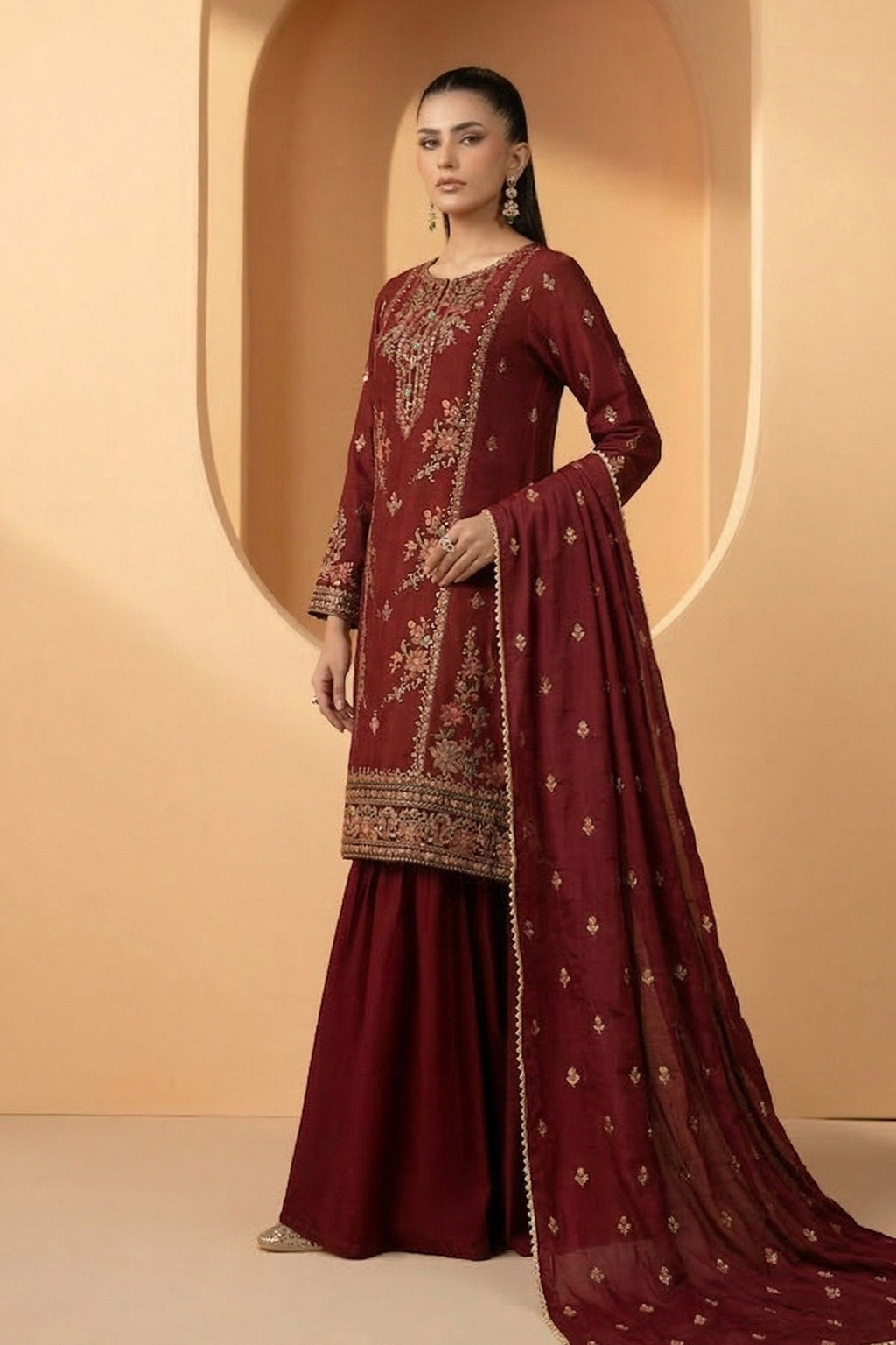 Maria B | Eid Collection 26 | 3 Piece Embroidered Double Warp Silk Suit