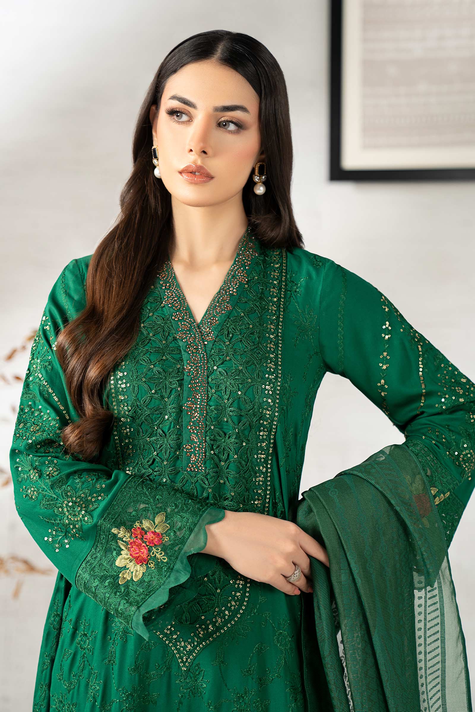 Maria B | Eid Collection 26 | 3 Piece Embroidered Linen Suit