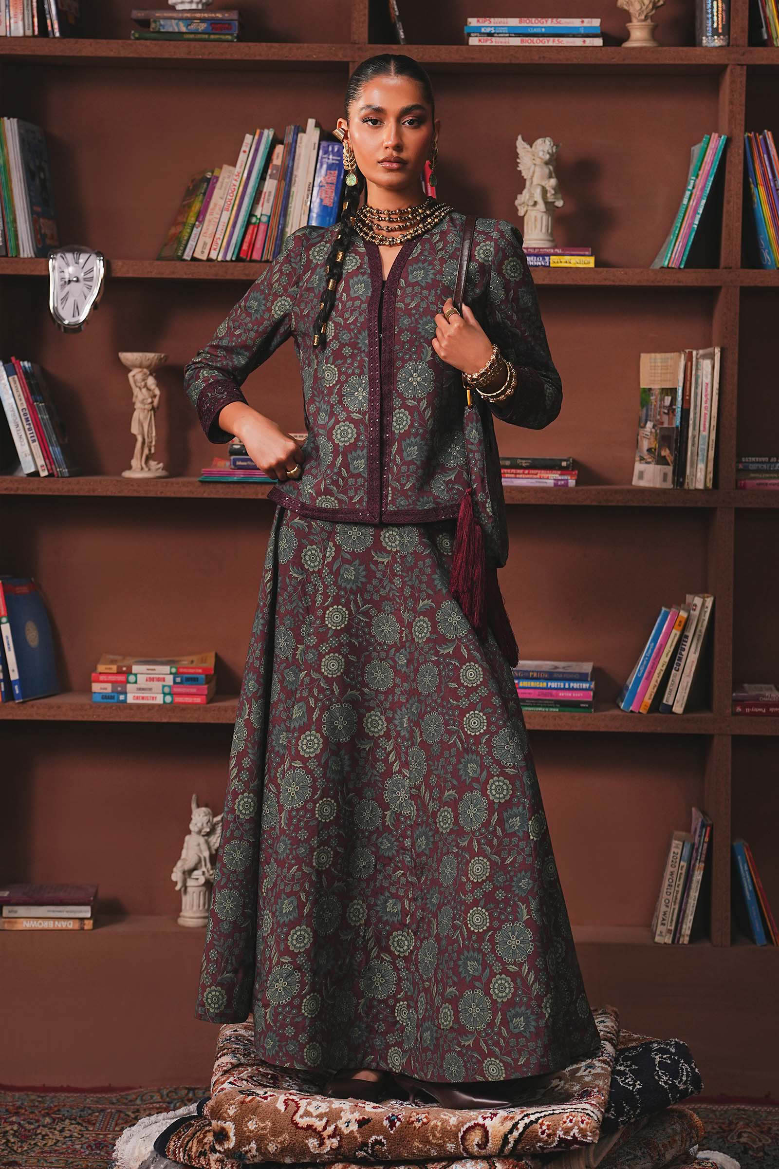 Maria B | Eid Collection 26 | Embroidered Pk Raw Silk Skirt Set