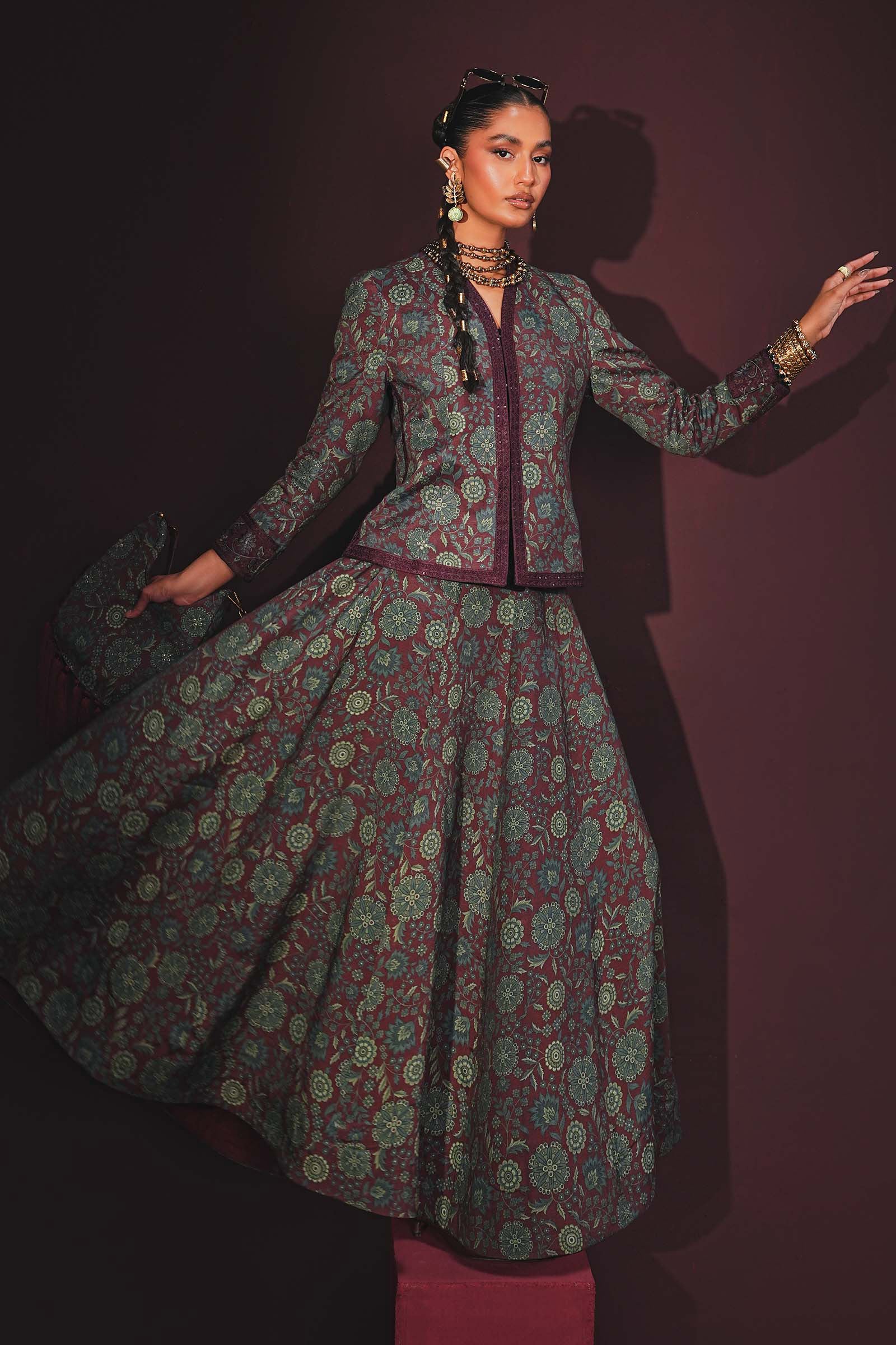 Maria B | Eid Collection 26 | Embroidered Pk Raw Silk Skirt Set