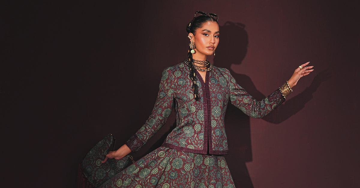 Maria B | Eid Collection 26 | Embroidered Pk Raw Silk Skirt Set
