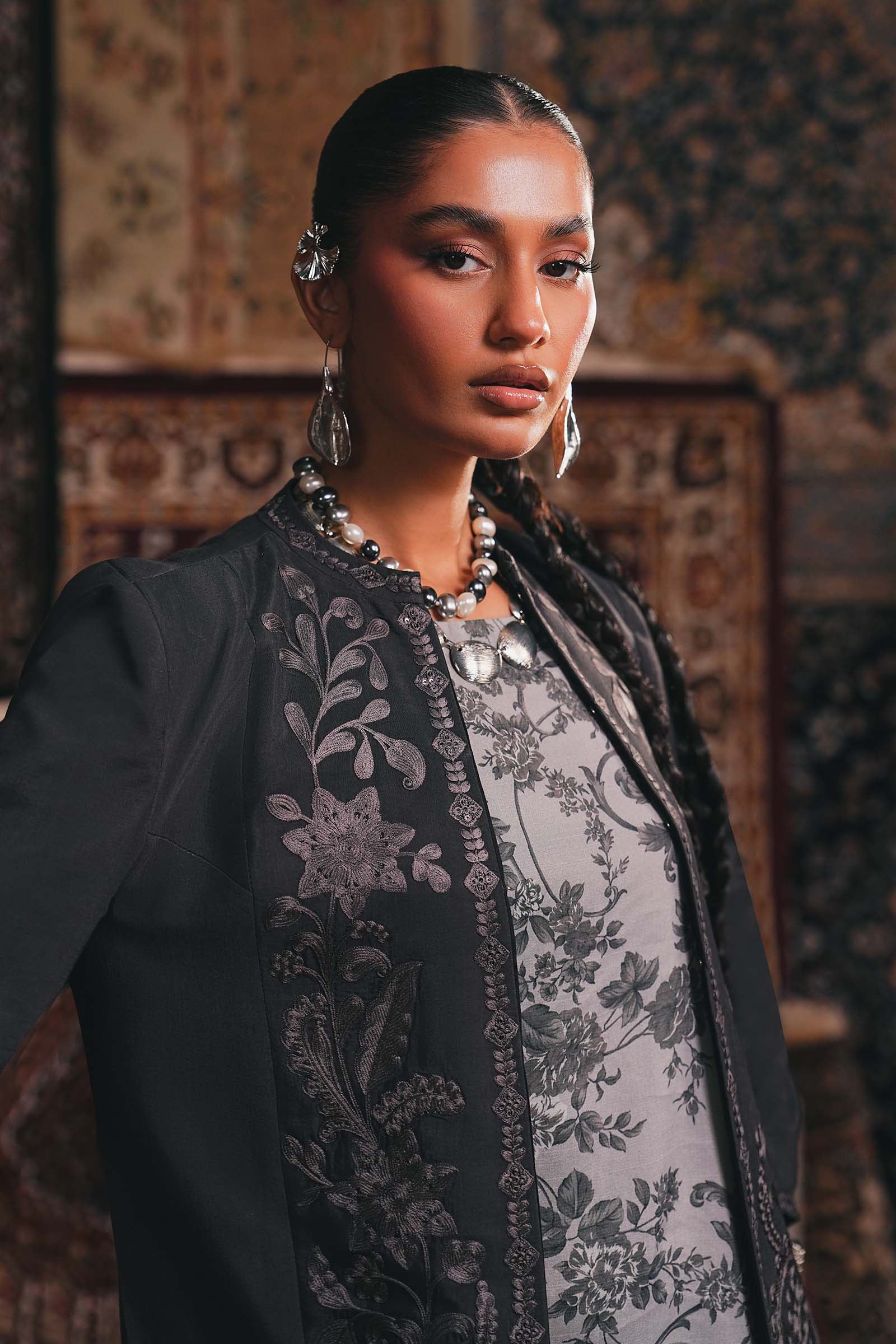 Maria B | Eid Collection 26 | Embroidered Pk Raw Silk Jacket Set