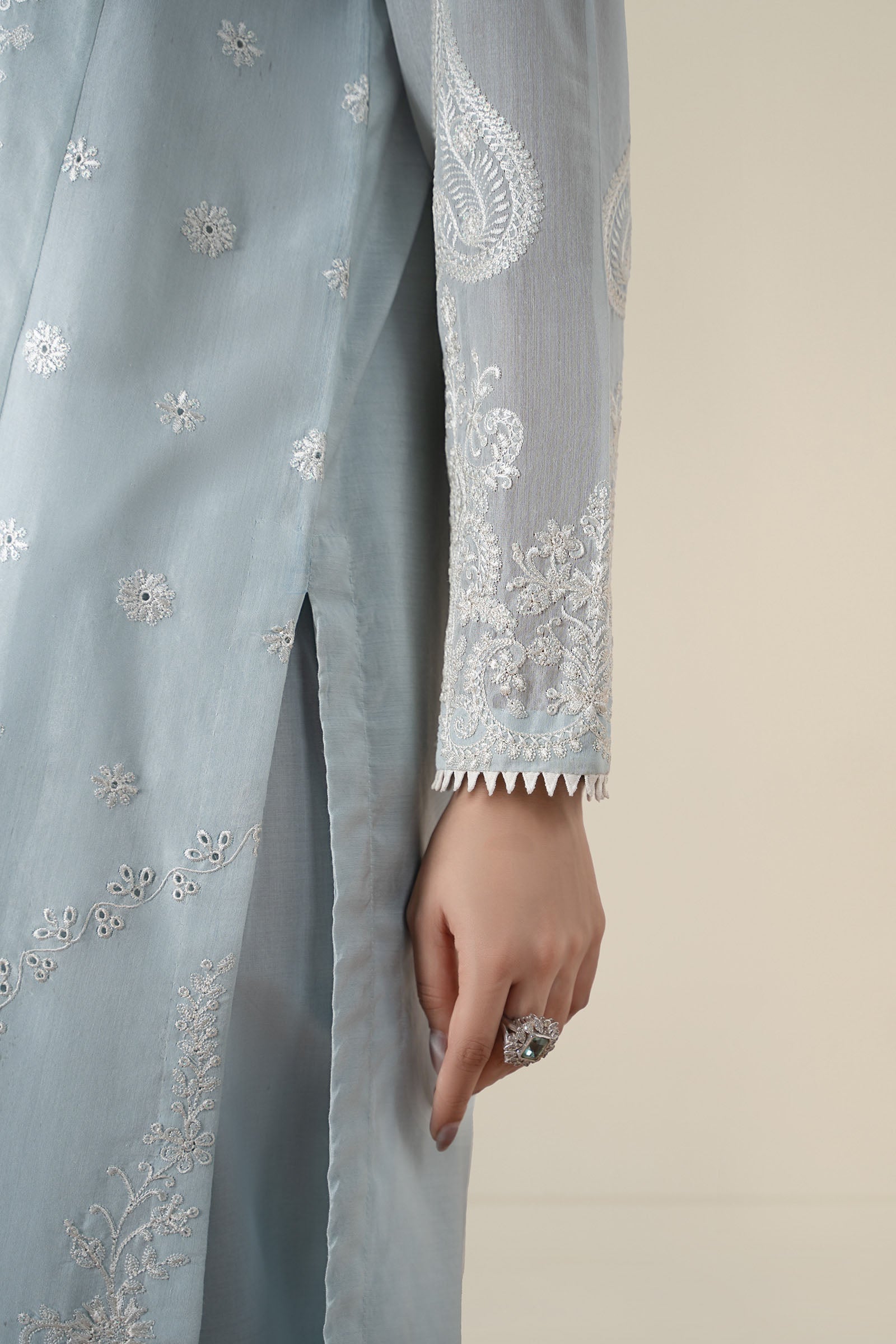 Maria B | Pre Fall Dresses | 3 Piece Embroidered Paper Cotton Suit GG