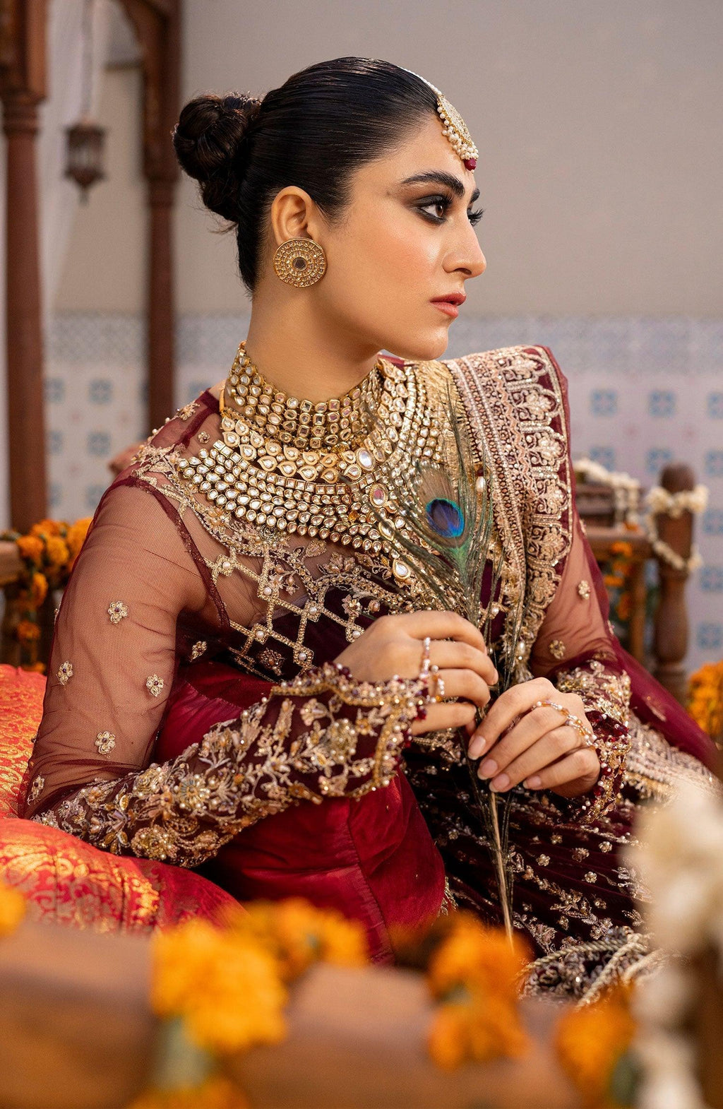 Zarin by Eleshia Embroidered Net 3Pc Suit D-10 Avyanna - House Of Anaya