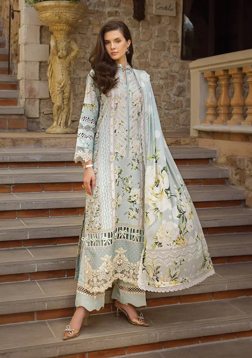 Elaf Premium | Print Chikankari 24 | ECT-05A WATERLILLY - House Of Anaya