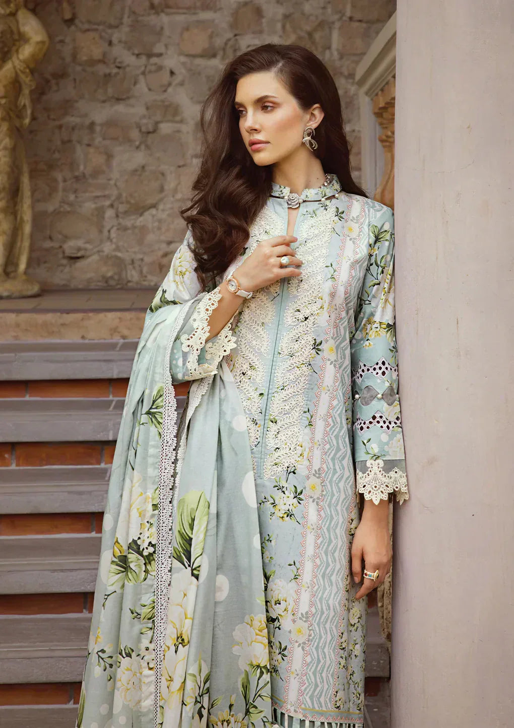 Elaf Premium | Print Chikankari 24 | ECT-05A WATERLILLY - House Of Anaya