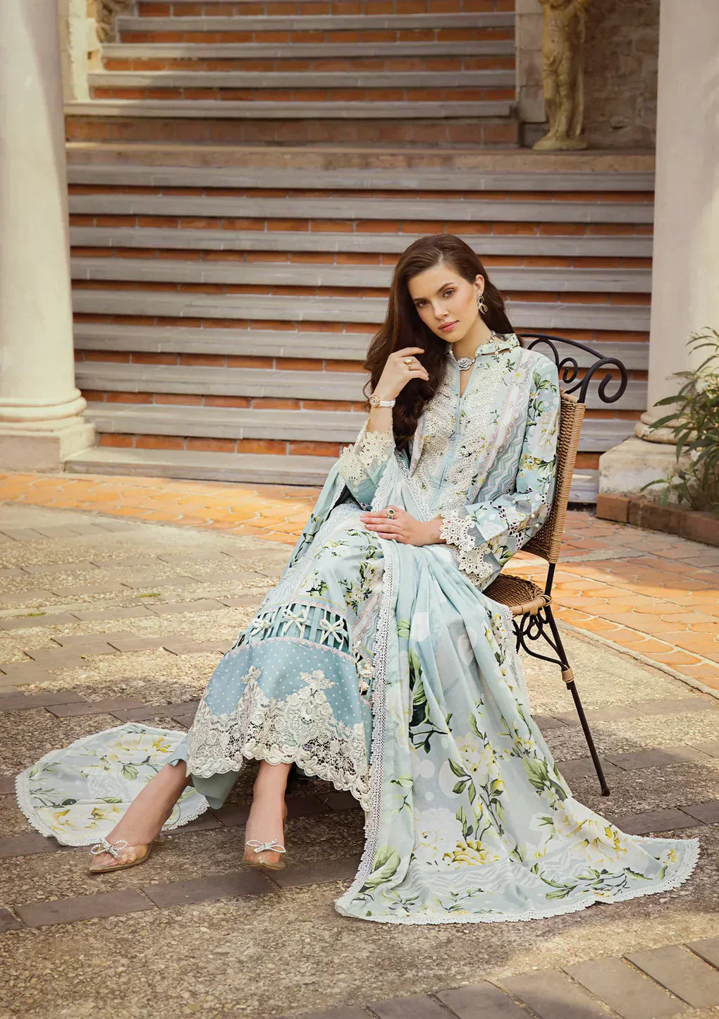 Elaf Premium | Print Chikankari 24 | ECT-05A WATERLILLY - House Of Anaya
