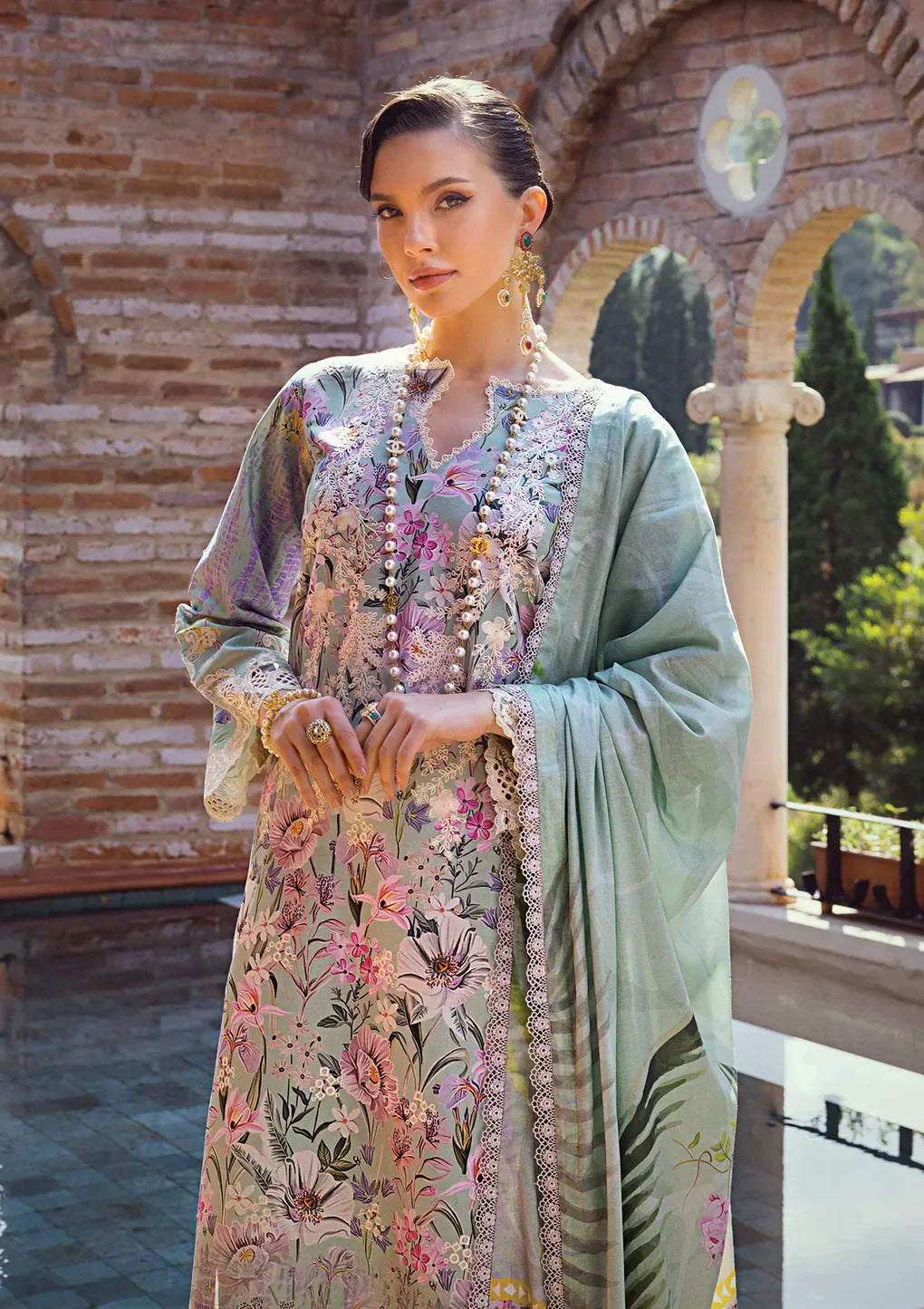 Elaf Premium | Print Chikankari 24 | ECT-03B OAK MIST - House Of Anaya