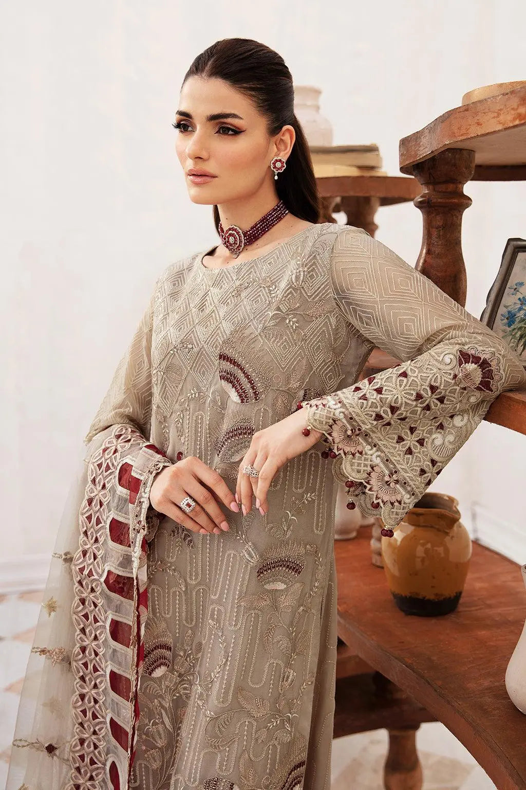 Ramsha Embroidered Luxury Chiffon 3 Piece Suit F-2405 - House Of Anaya