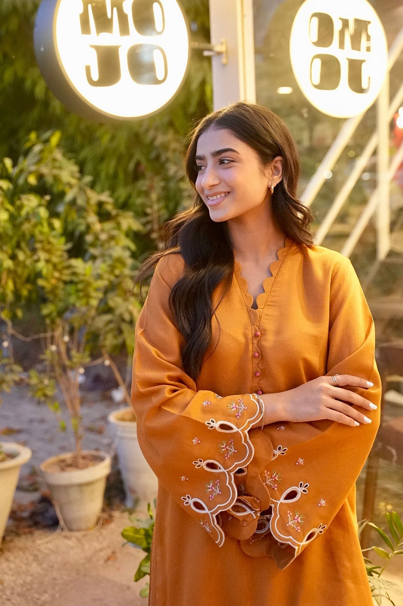 Dhanak | Casual Pret | MUSTARD 2PCS EMBROIDERED KURTA WITH TROUSER