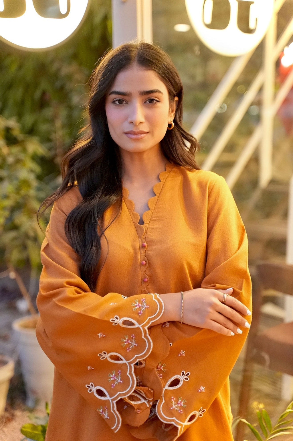 Dhanak | Casual Pret | MUSTARD 2PCS EMBROIDERED KURTA WITH TROUSER