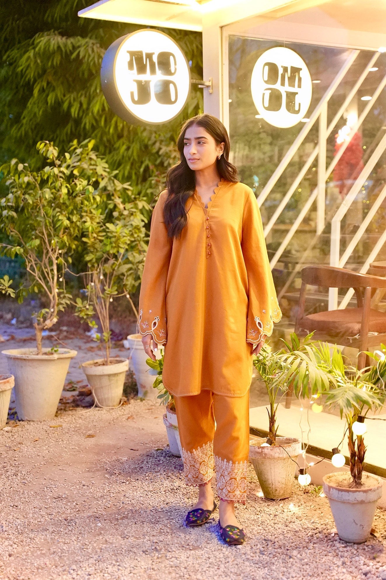 Dhanak | Casual Pret | MUSTARD 2PCS EMBROIDERED KURTA WITH TROUSER