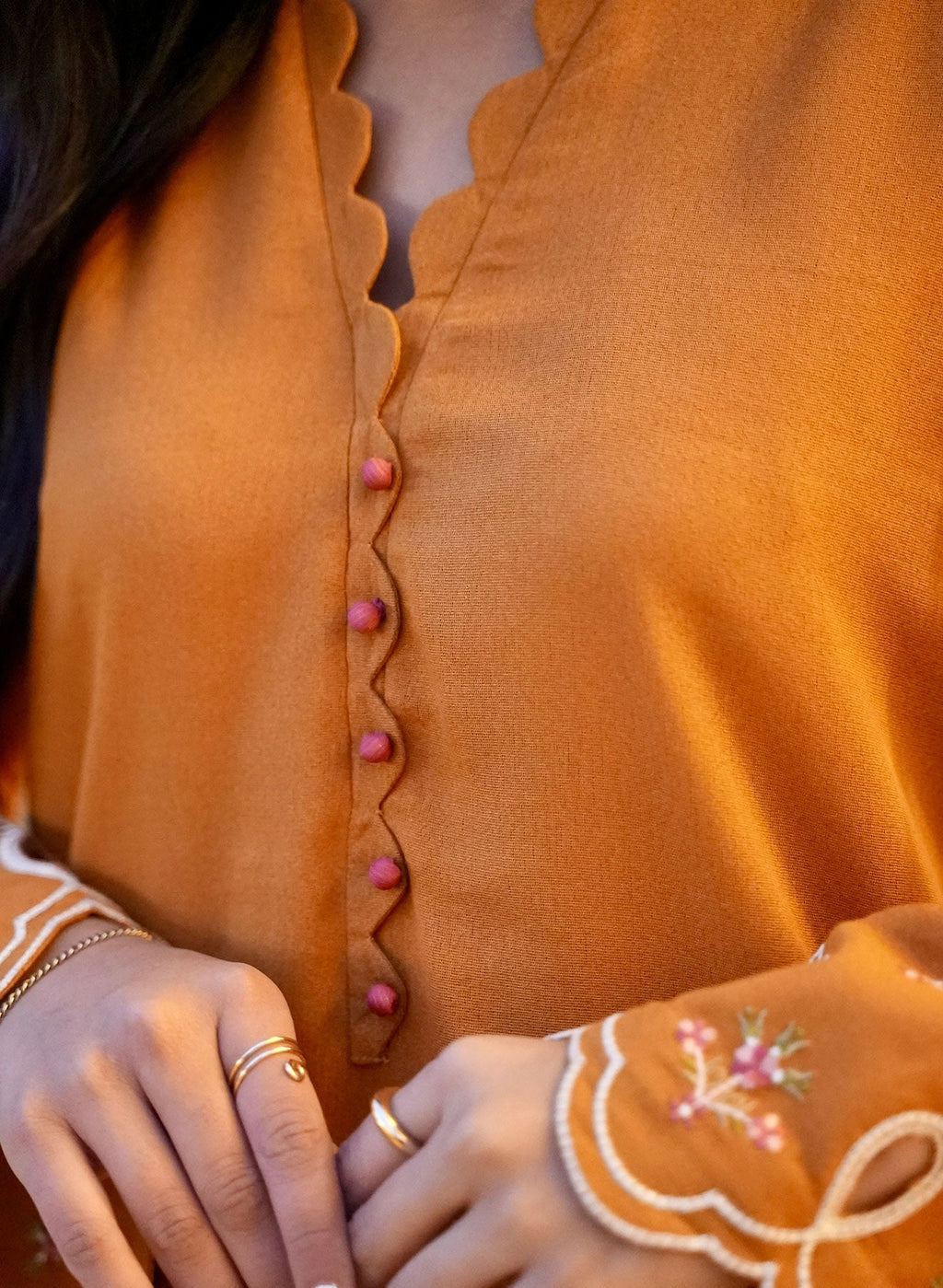 Dhanak | Casual Pret | MUSTARD 2PCS EMBROIDERED KURTA WITH TROUSER