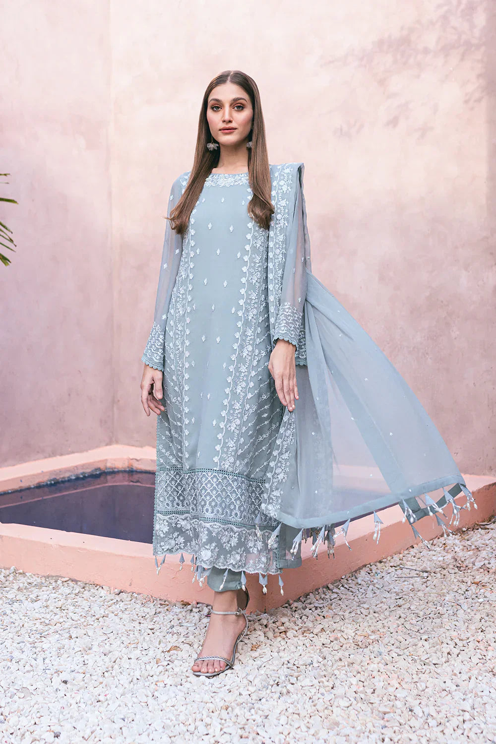 Azure | Embroidered Ensembles 3 Pcs | Frosted Fern - Riwayat-e-Khas