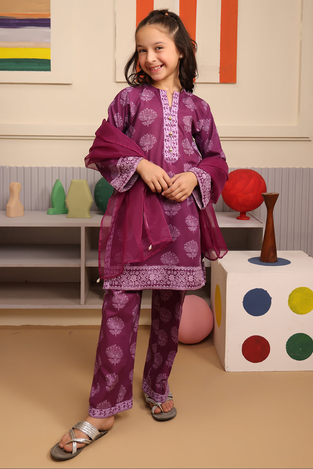 Zellbury Girls | 3 Piece Cambric | Embroidered Kurta Dupatta Trouser - 3664 - Libasekhas