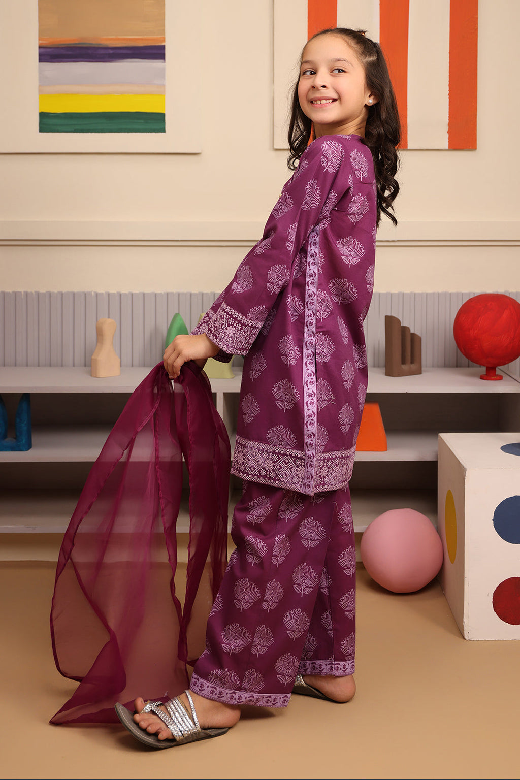 Zellbury Girls | 3 Piece Cambric | Embroidered Kurta Dupatta Trouser - 3664 - Libasekhas