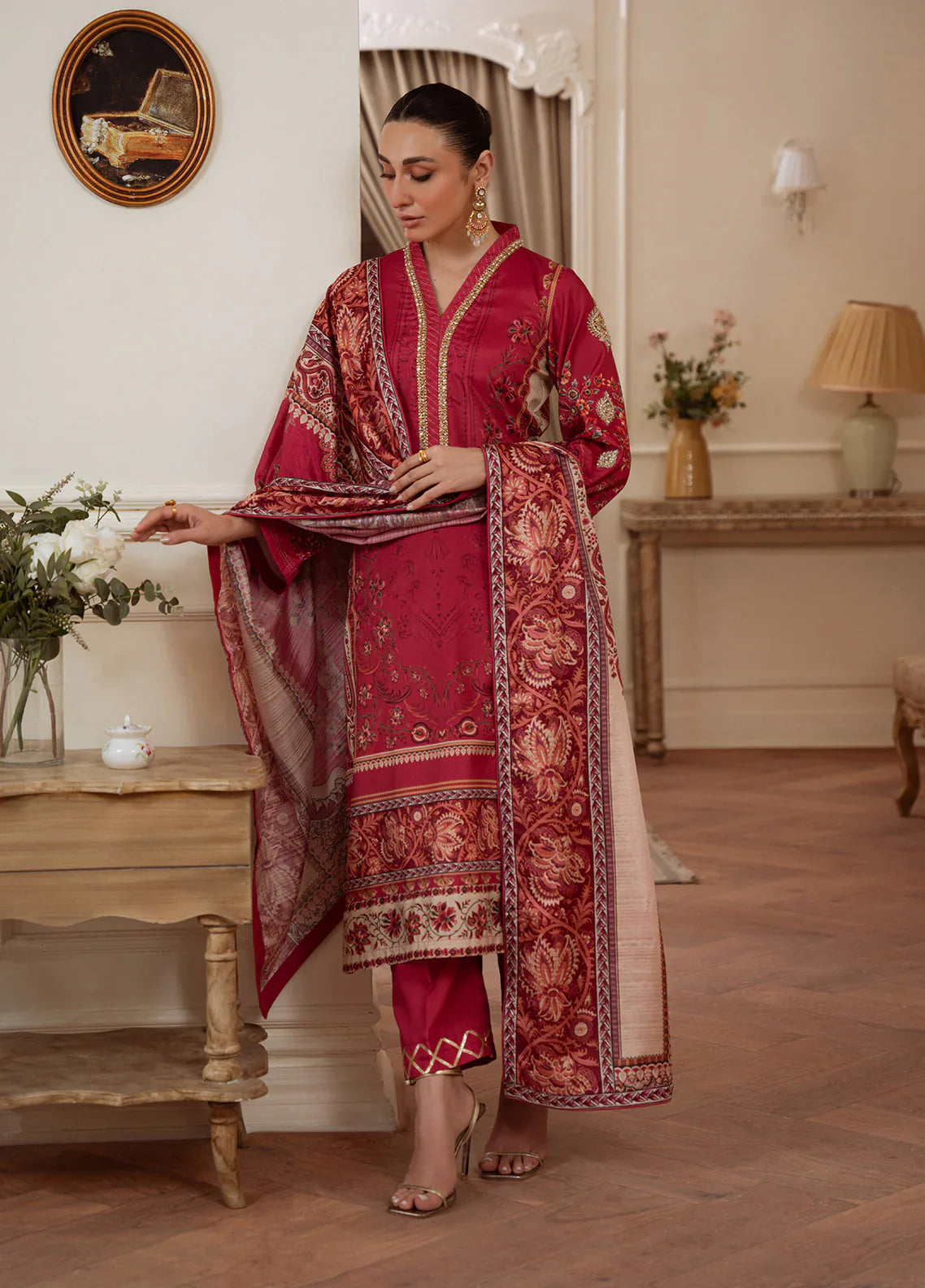 Gulaal | Velouré Printed Silk | Rosewood Majesty