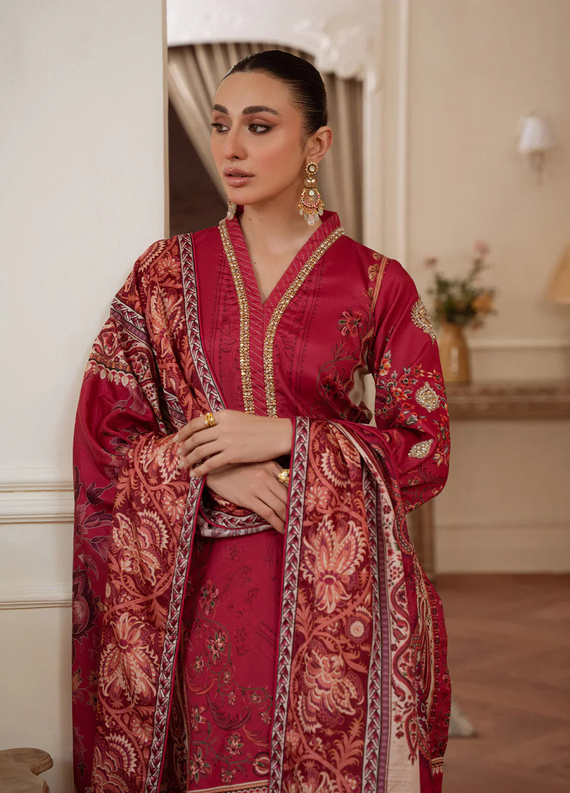 Gulaal | Velouré Printed Silk | Rosewood Majesty