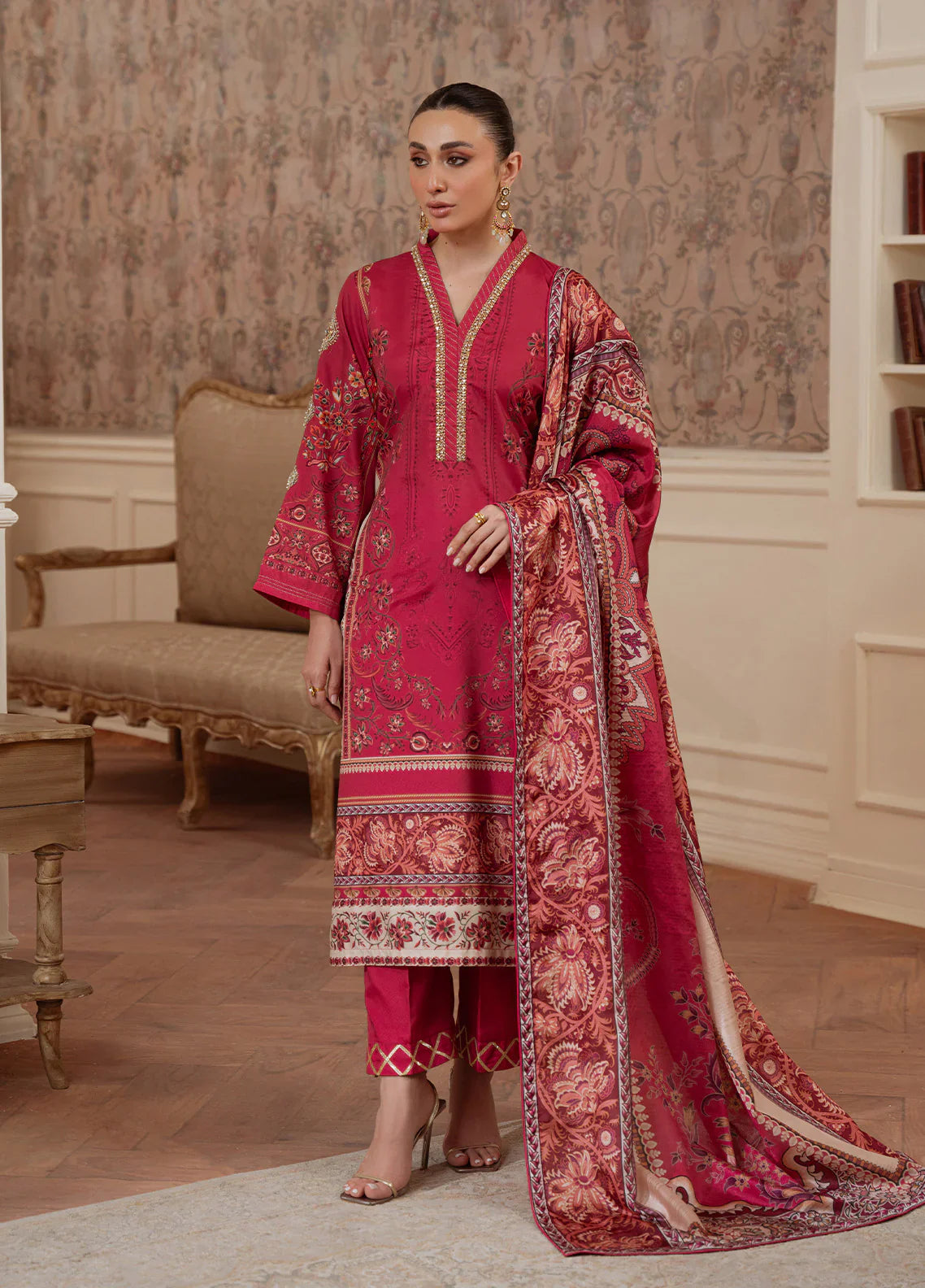 Gulaal | Velouré Printed Silk | Rosewood Majesty