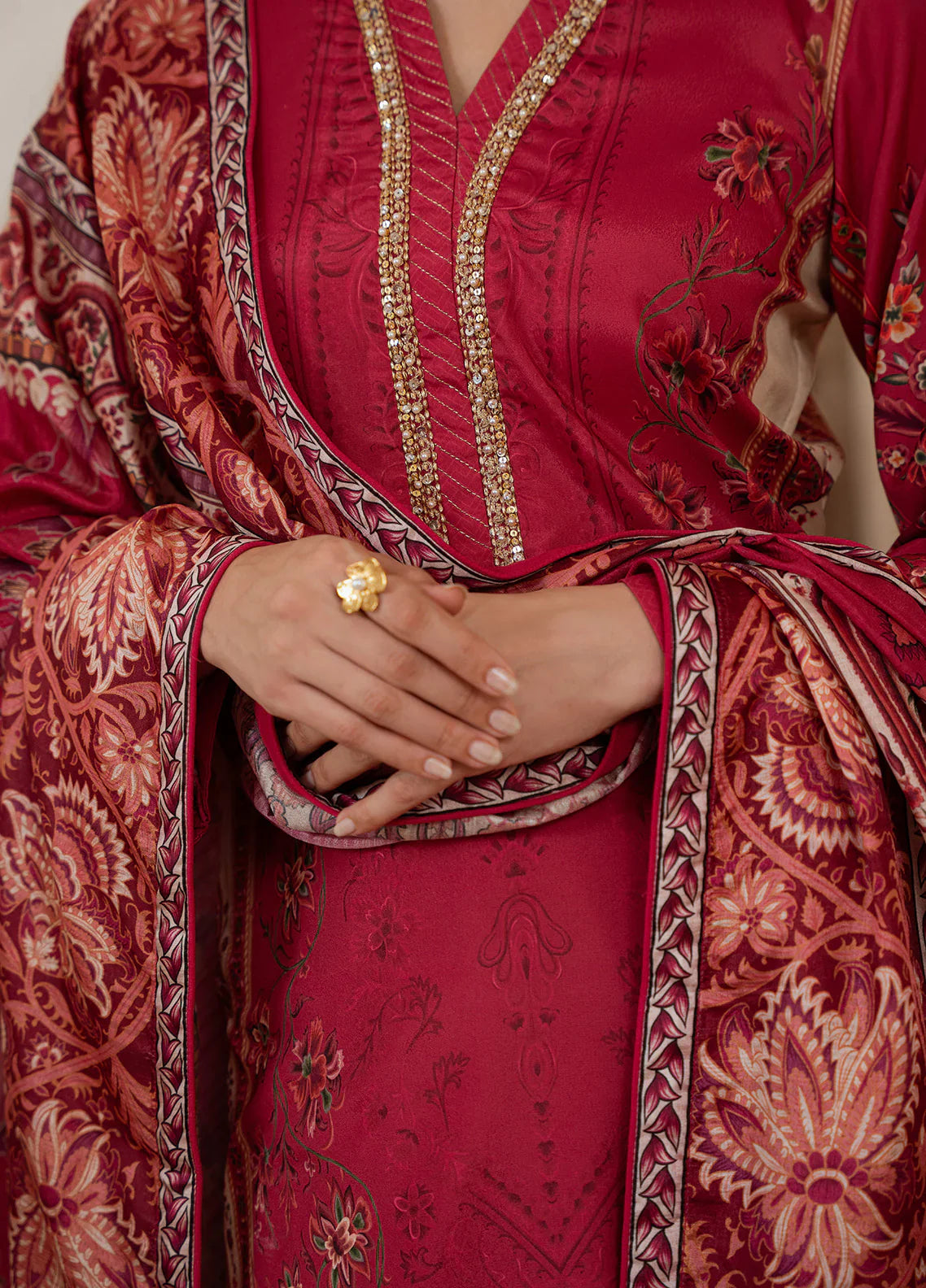 Gulaal | Velouré Printed Silk | Rosewood Majesty