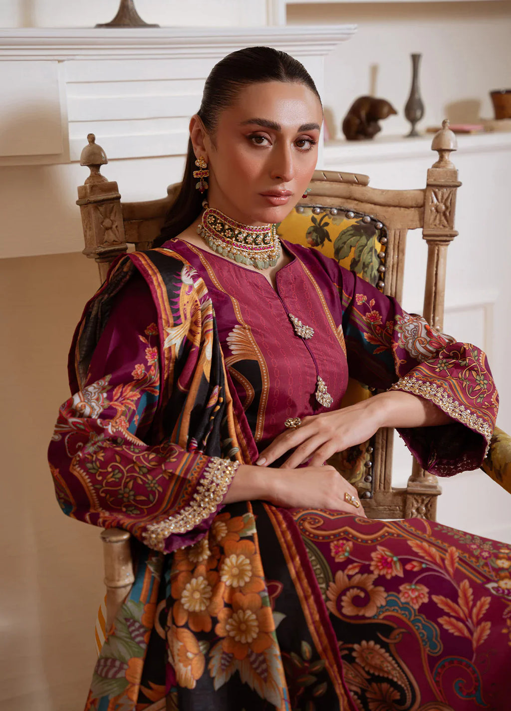 Gulaal | Velouré Printed Silk | Imperial Plum