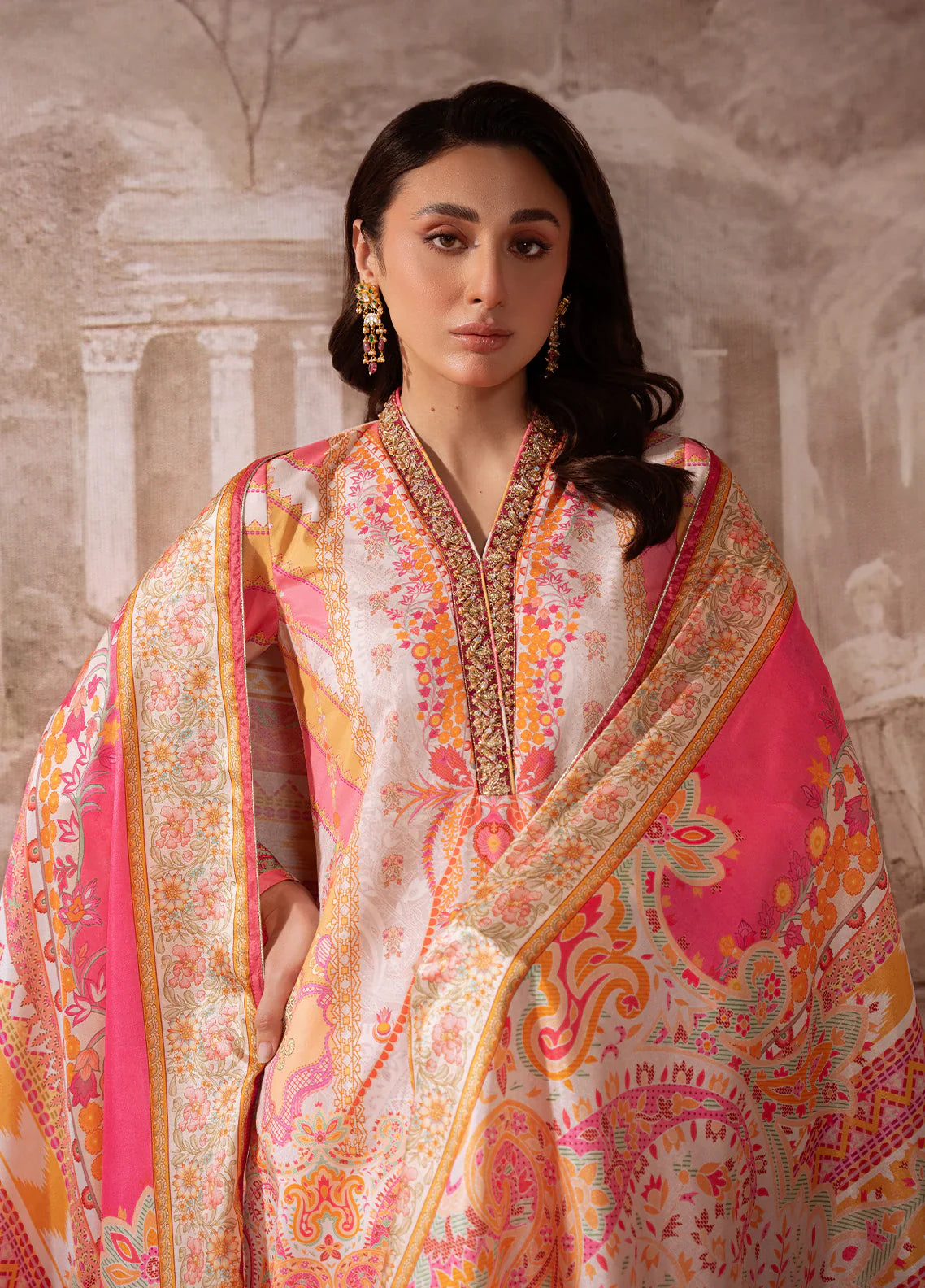 Gulaal | Velouré Printed Silk | Blush Royale
