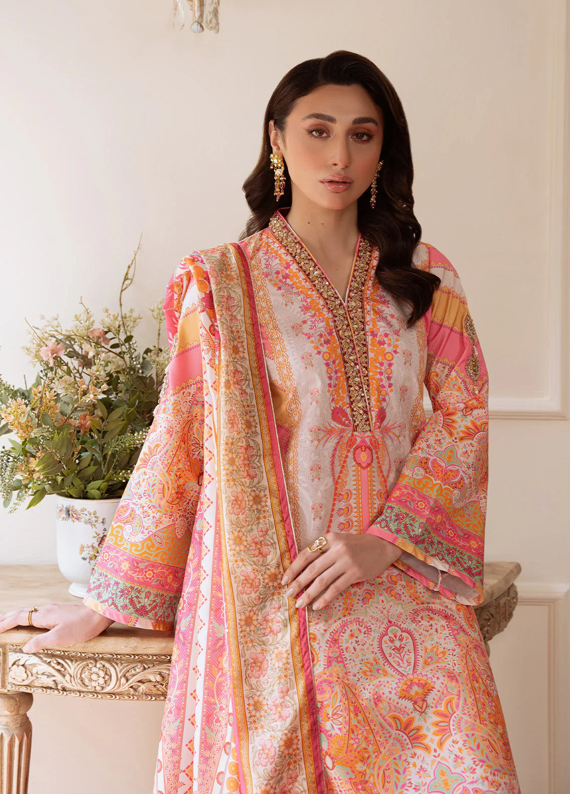 Gulaal | Velouré Printed Silk | Blush Royale