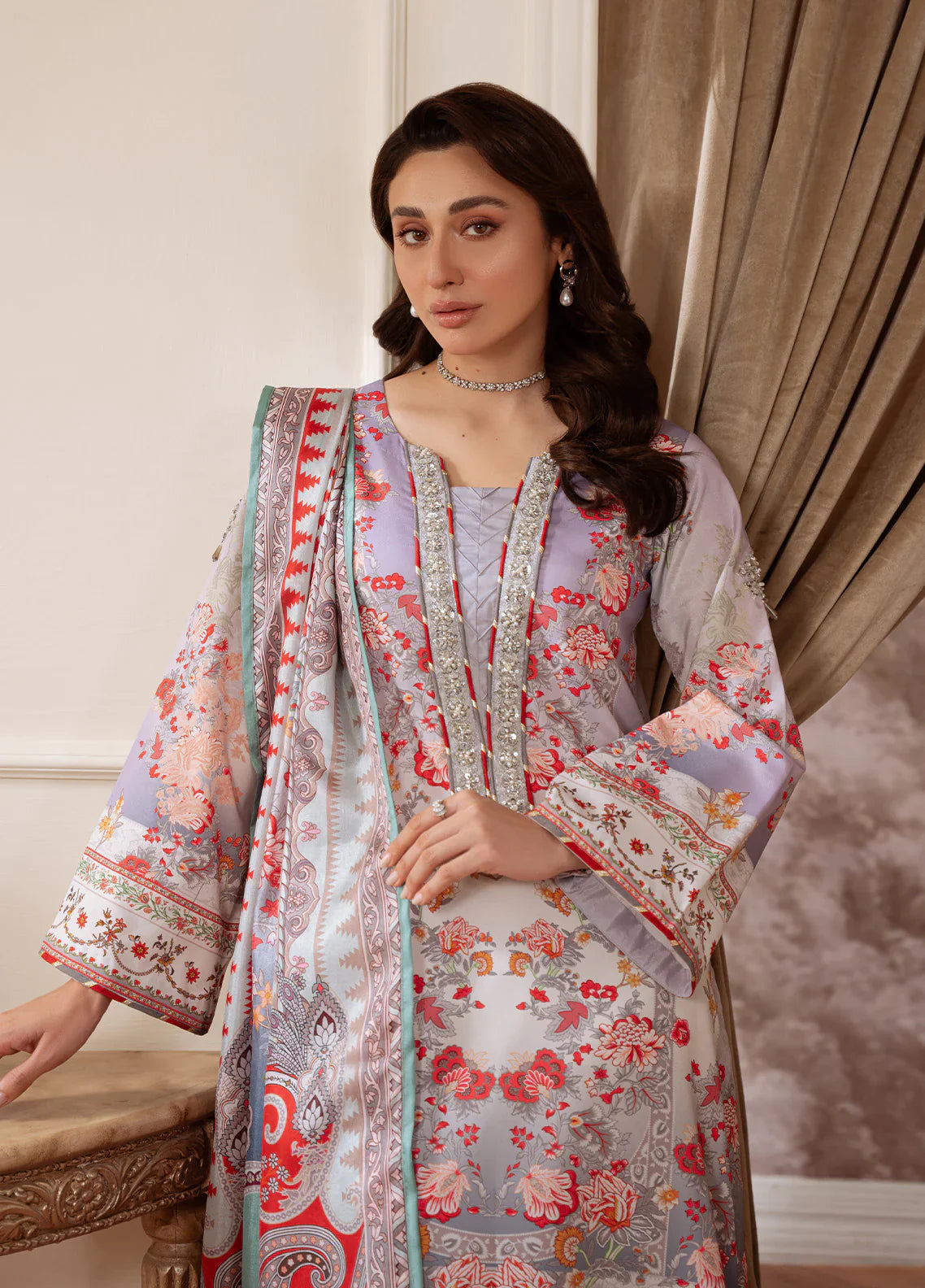 Gulaal | Velouré Printed Silk | Twilight Elegance