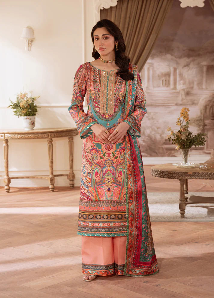 Gulaal | Velouré Printed Silk | Coral Éclat