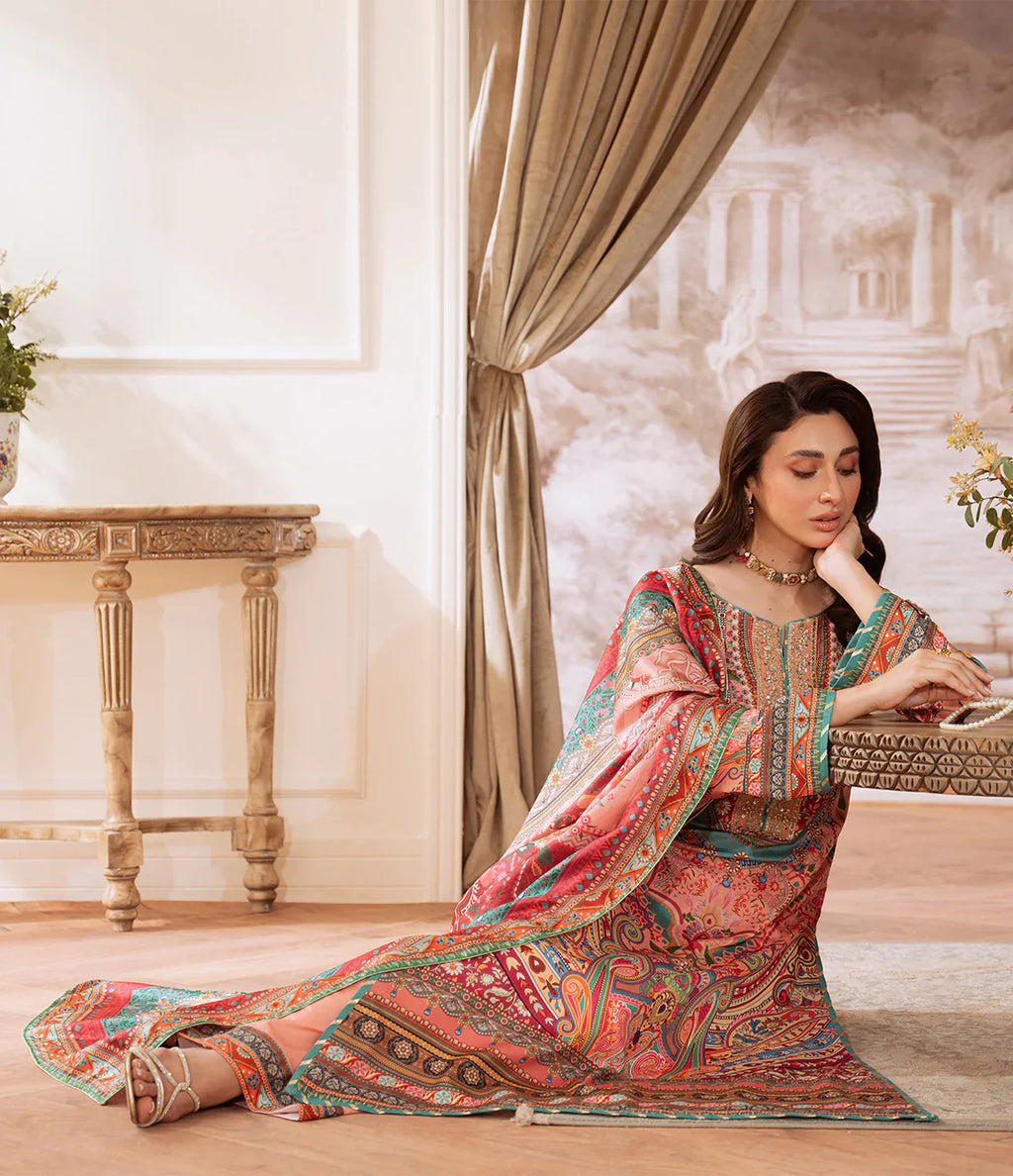 Gulaal | Velouré Printed Silk | Coral Éclat