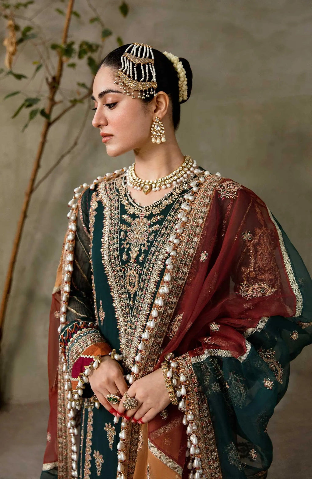 Zarin by Eleshia Embroidered Chiffon 3Pc Suit - GUL RANG - House Of Anaya