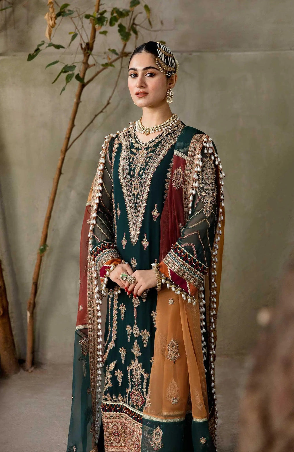 Zarin by Eleshia Embroidered Chiffon 3Pc Suit - GUL RANG - House Of Anaya