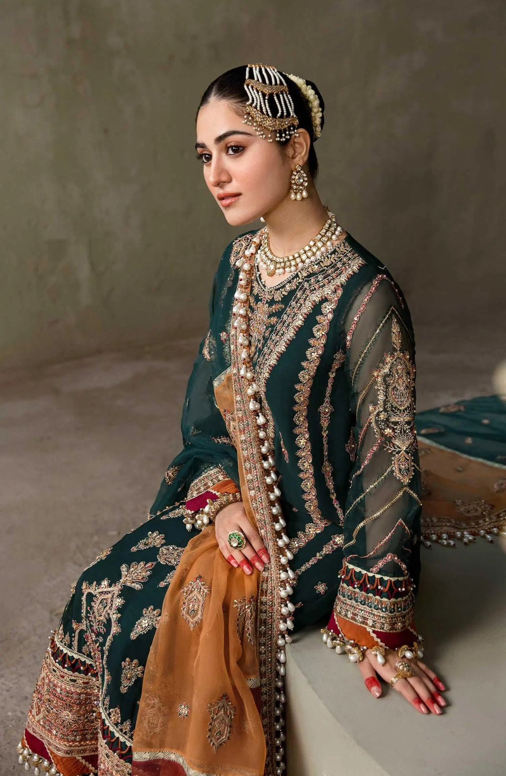 Zarin by Eleshia Embroidered Chiffon 3Pc Suit - GUL RANG - House Of Anaya
