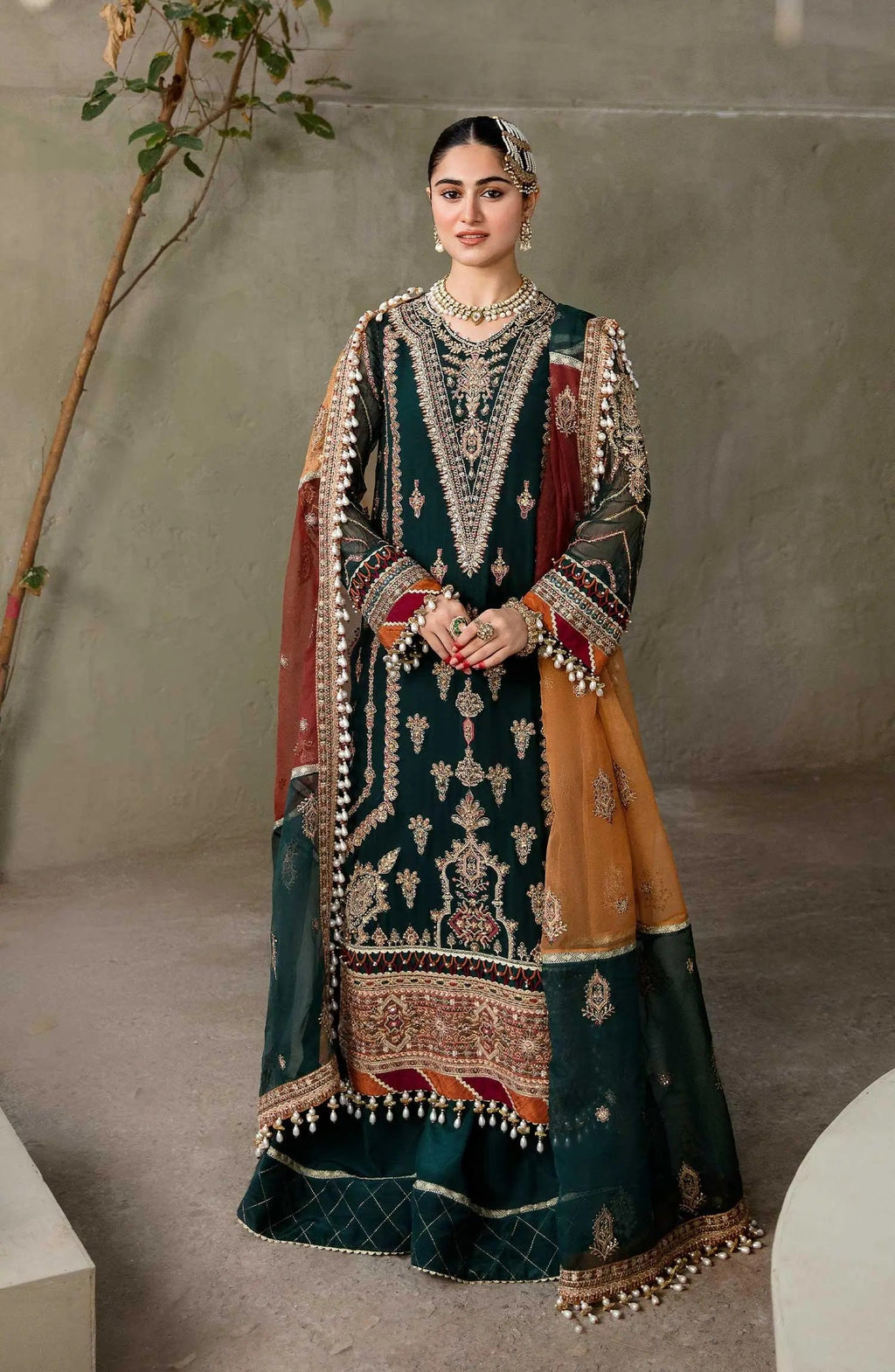 Zarin by Eleshia Embroidered Chiffon 3Pc Suit - GUL RANG - House Of Anaya