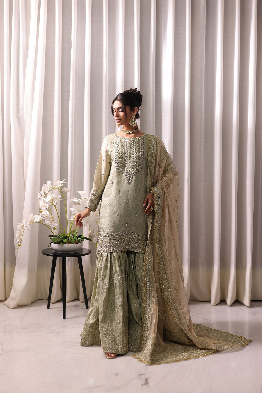 Dhanak | DHANAK COUTURE | Reyna:  SS24HF-3011 L-GREEN 3Pcs