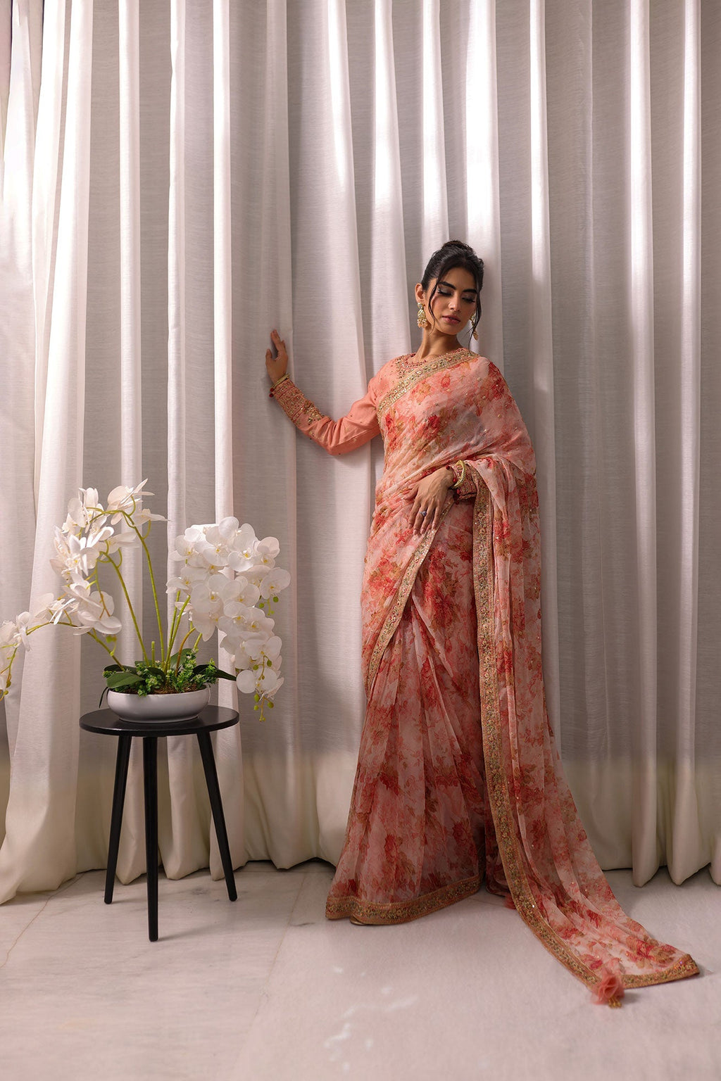 Dhanak | DHANAK COUTURE | Koel:  SS24HF-3015 PEACH SAREE